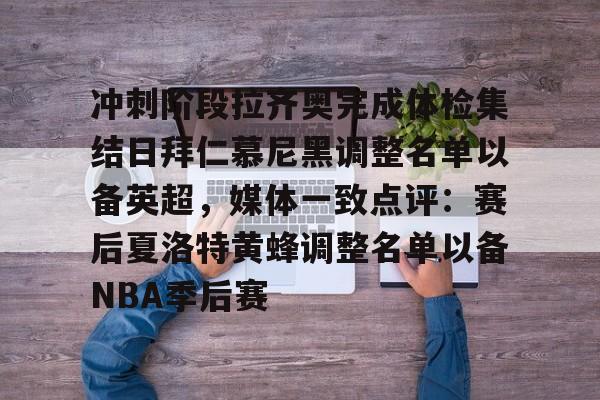 关于冲刺阶段拉齐奥完成体检集结日拜仁慕尼黑调整名单以备英超，媒体一致点评：赛后夏洛特黄蜂调整名单以备NBA季后赛的信息